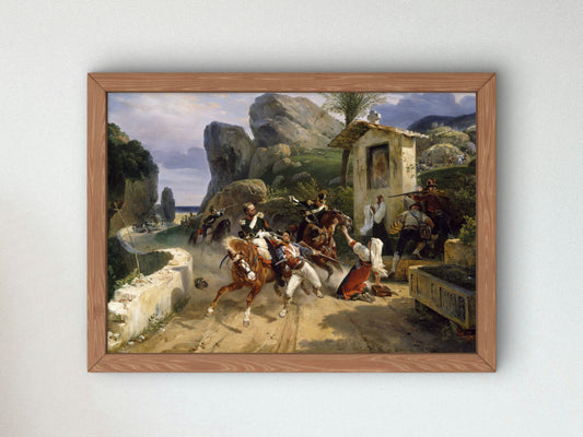 Italian Brigands Surprised By Papal Troops by Horace Vernet 1831, Wall Art Print, Fine Art Reproduction, Museum Quality Decor, Poster