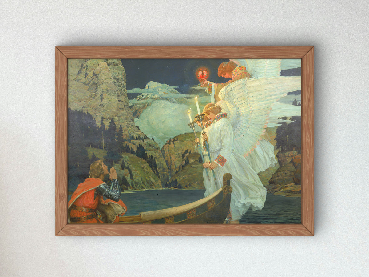 The Knight of the Holy Grail by Frederick Judd Waugh 1912, Wall Art Print, Fine Art Reproduction, Museum Quality Decor, Poster