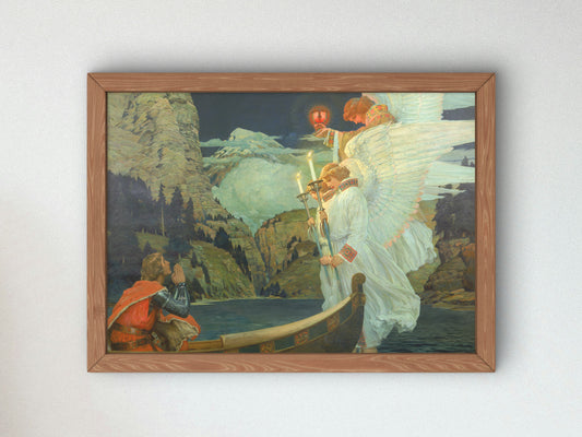 The Knight of the Holy Grail by Frederick Judd Waugh 1912, Wall Art Print, Fine Art Reproduction, Museum Quality Decor, Poster