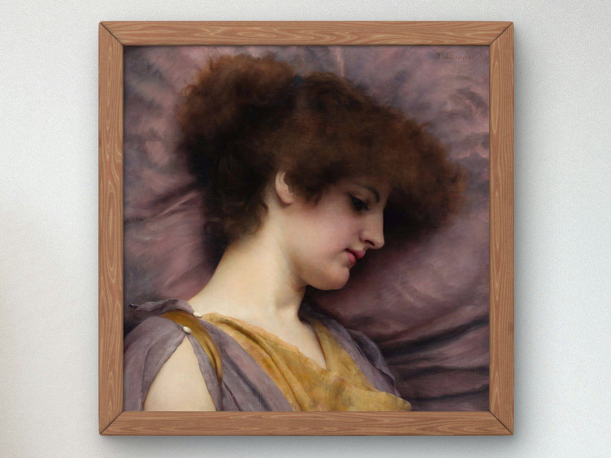 Far Away Thoughts by John William Godward 1892, Wall Art Print, Fine Art Reproduction, Museum Quality Decor, Poster