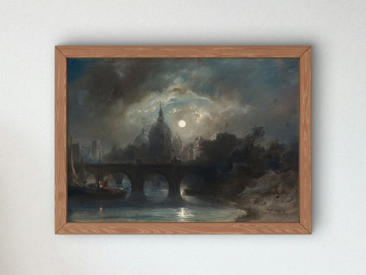 View of a City at Night by Camille Roqueplan 1831, Wall Art Print, Fine Art Reproduction, Museum Quality Decor, Poster