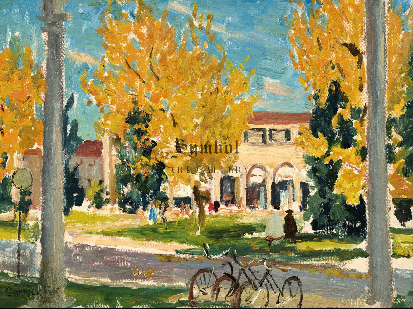 Colonnades of Canberra's Civic Centre by Ethel Carrick 1944, Wall Art Print, Fine Art Reproduction, Museum Quality Decor, Poster