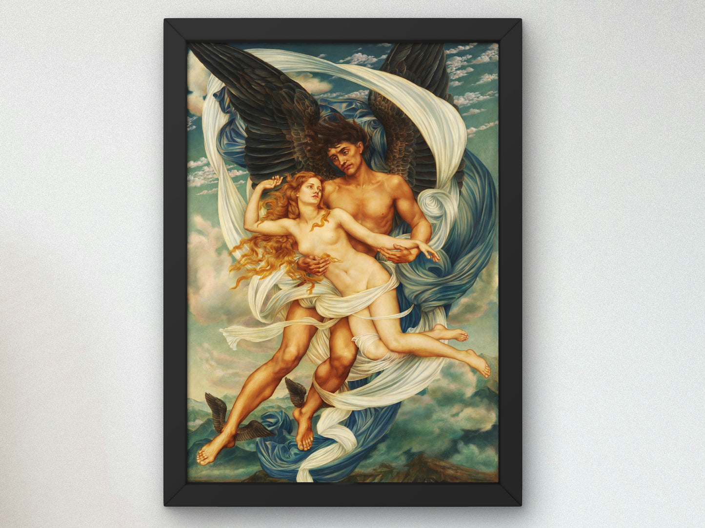 Boreas and Oreithyia by Evelyn De Morgan 1896, Wall Art Print, Fine Art Reproduction, Museum Quality Decor, Poster
