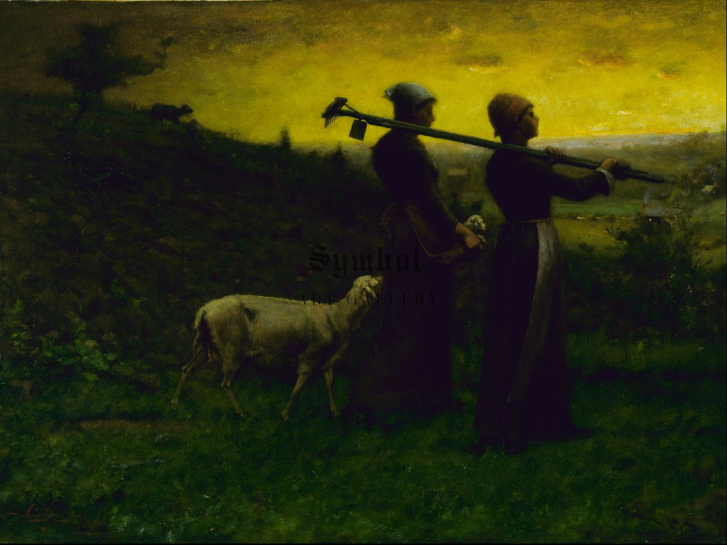 Bringing Home the New Born Lamb by Elliott Daingerfield 1890, Wall Art Print, Fine Art Reproduction, Museum Quality Decor, Poster
