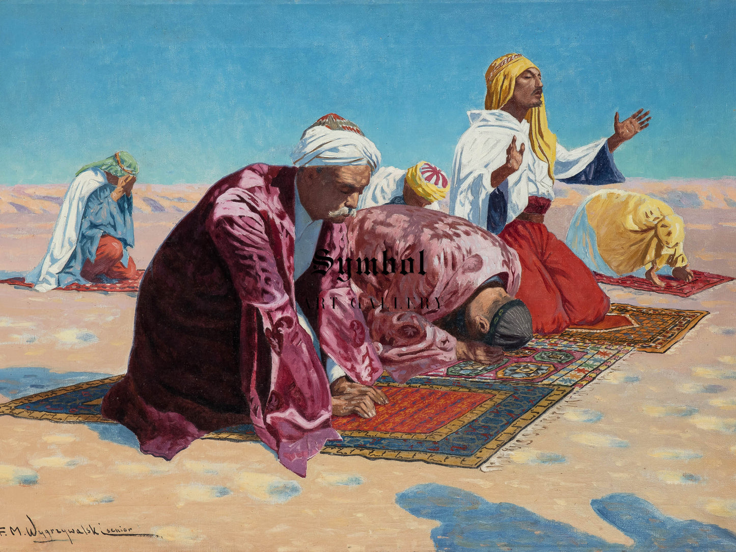Praying in the Desert by Feliks Michał Wygrzywalski, Wall Art Print, Fine Art Reproduction, Museum Quality Decor, Poster