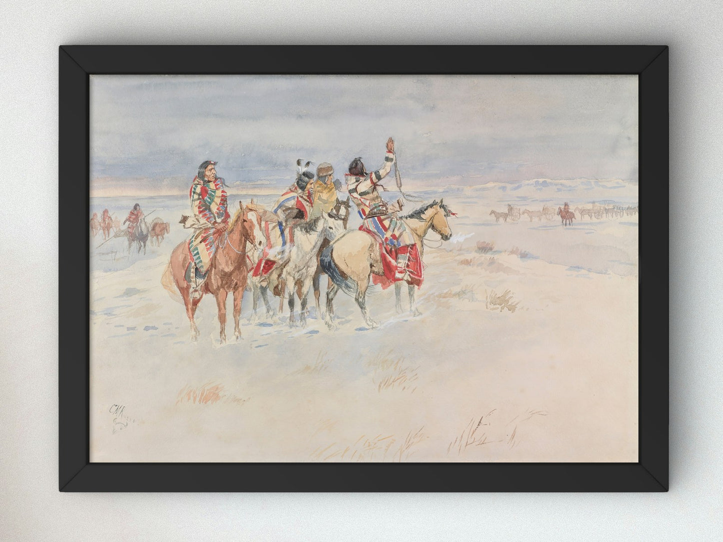 Crees Meeting Traders by Charles Marion Russell 1896, Wall Art Print, Fine Art Reproduction, Museum Quality Decor, Poster