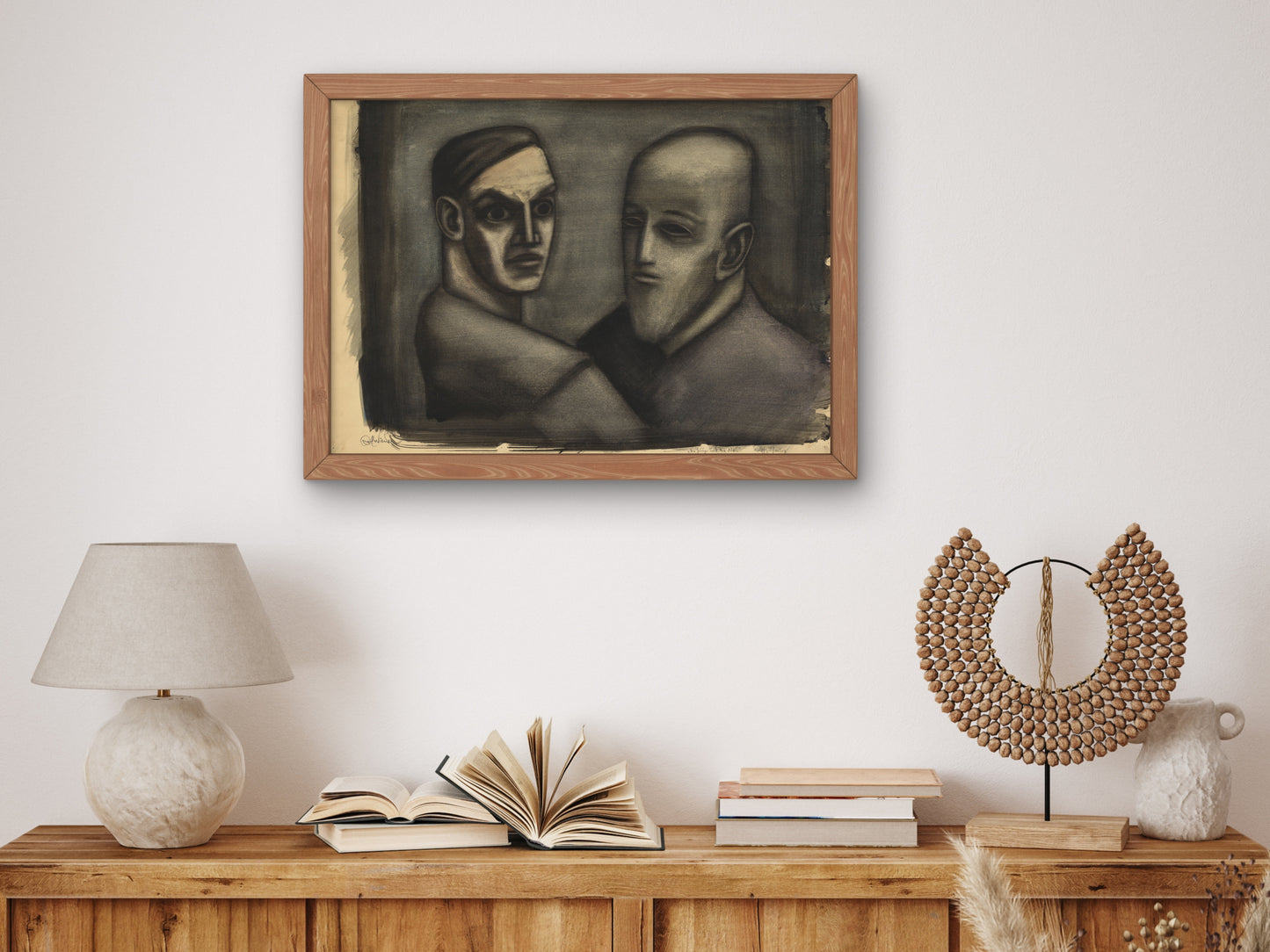 The Young Man and the Old Man by Karl Wiener 1930, Wall Art Print, Fine Art Reproduction, Museum Quality Decor, Poster
