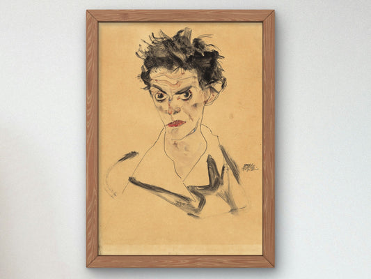 Self Portrait by Egon Schiele 1912, Wall Art Print, Fine Art Reproduction, Museum Quality Decor, Poster