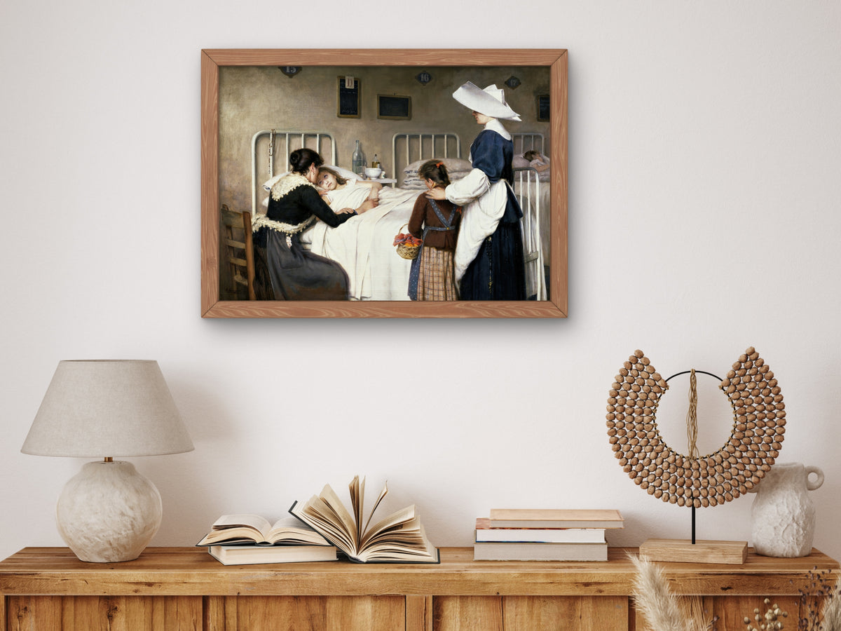 The Mother's Visit to the Hospital by Enrique Paternina García Cid 1892, Wall Art Print, Fine Art Reproduction, Museum Quality Decor, Poster