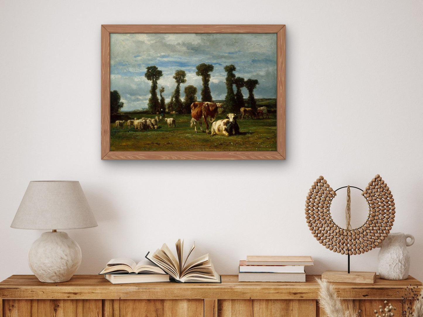 Pasture in Normandy by Constant Troyon 1852, Wall Art Print, Fine Art Reproduction, Museum Quality Decor, Poster