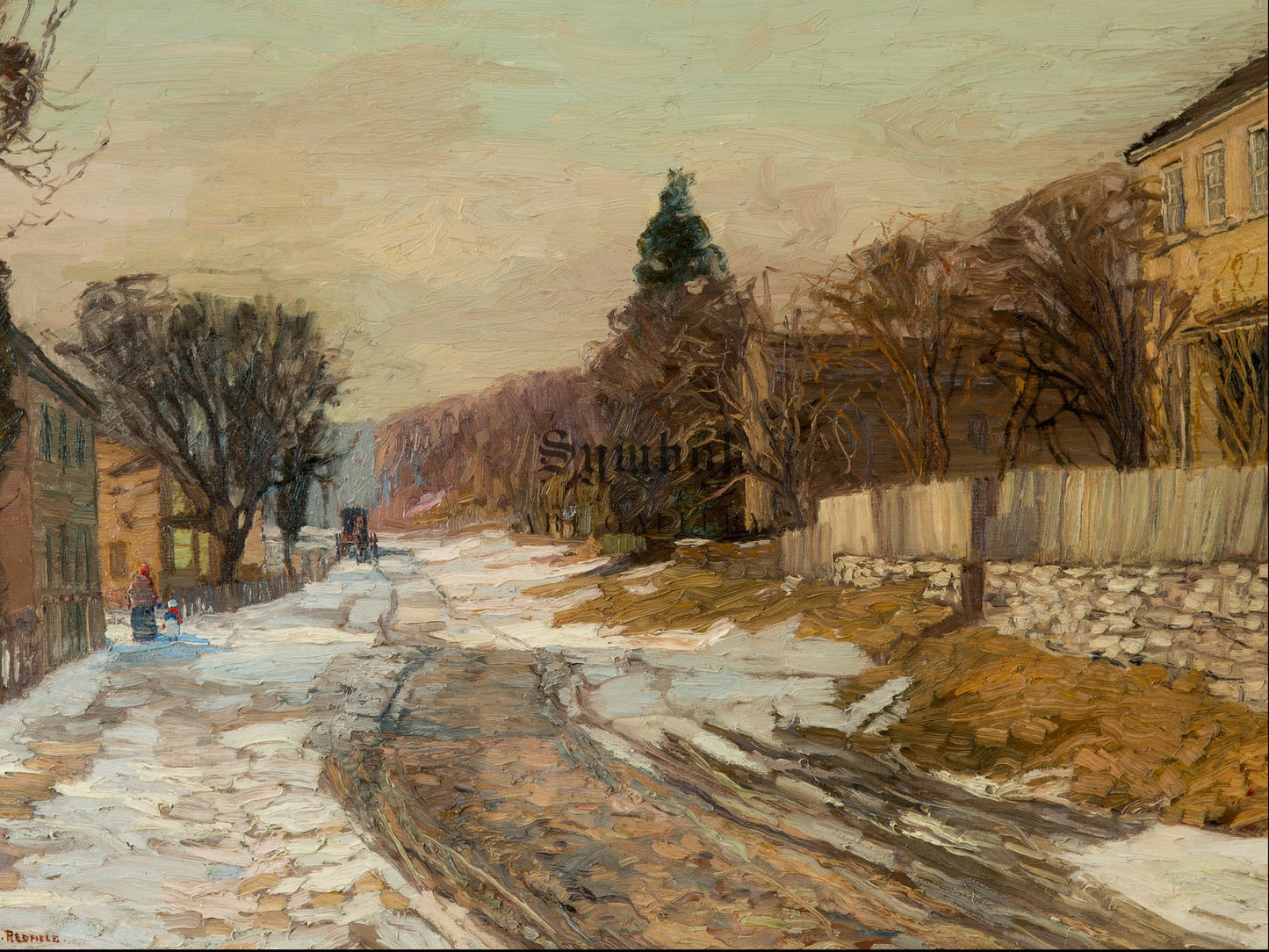 The Village in Winter by Edward Redfield 1913, Wall Art Print, Fine Art Reproduction, Museum Quality Decor, Poster