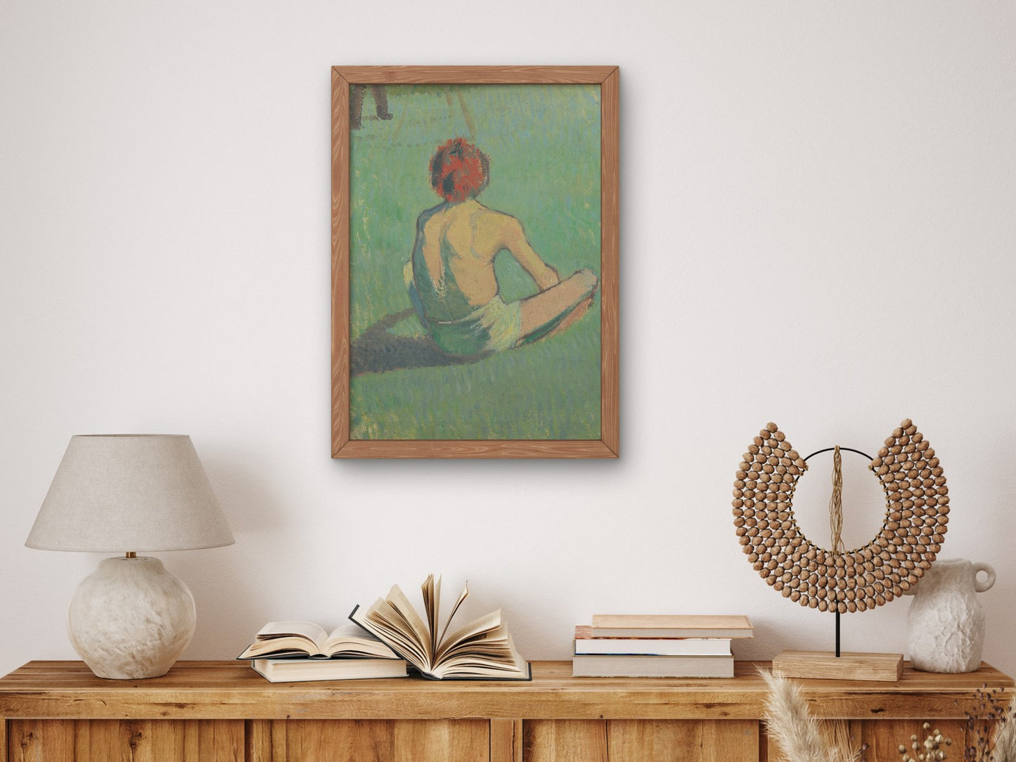 Boy Sitting in the Grass by Émile Bernard 1886, Wall Art Print, Fine Art Reproduction, Museum Quality Decor, Poster