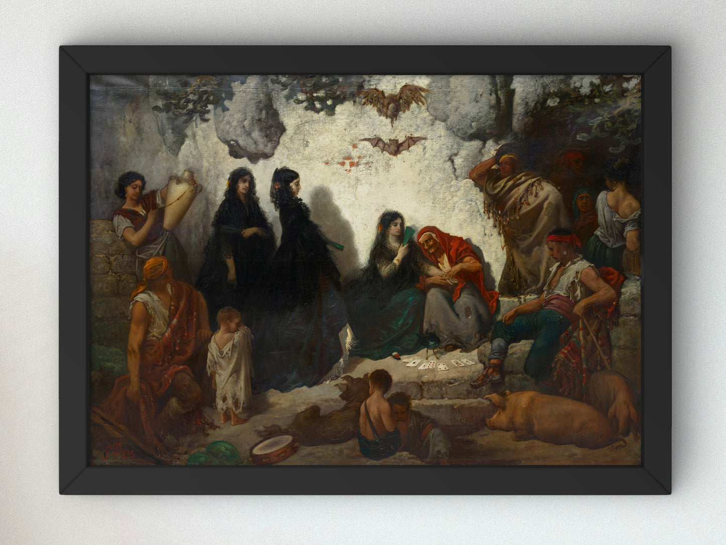Fortune Telling at Sacro Monte by Gustave Doré, Wall Art Print, Fine Art Reproduction, Museum Quality Decor, Poster