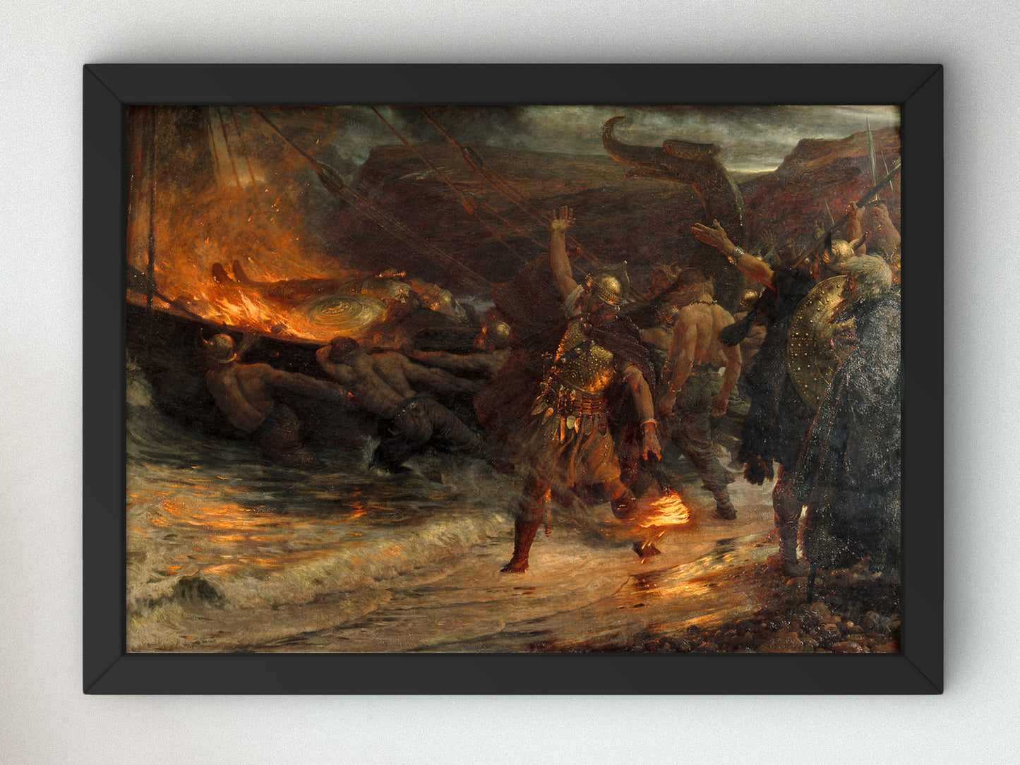 The Funeral of a Viking by Frank Bernard Dicksee 1893, Wall Art Print, Fine Art Reproduction, Museum Quality Decor, Poster