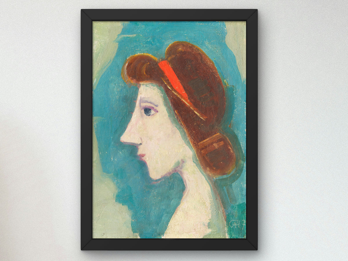 Girl's Head by Karl Hofer 1947, Wall Art Print, Fine Art Reproduction, Museum Quality Decor, Poster