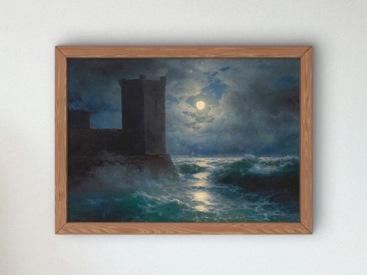 Genoese Towers in the Black Sea by Ivan Konstantinovich Aivazovsky 1895, Wall Art Print, Fine Art Reproduction, Museum Quality Decor, Poster