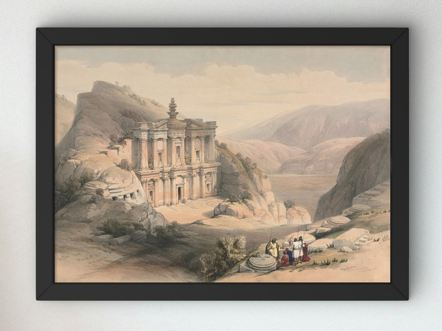 El Deir Petra by David Roberts 1839, Wall Art Print, Fine Art Reproduction, Museum Quality Decor, Poster