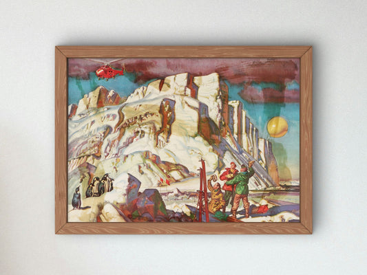 Antarctic Advance Parties by Dean Cornwell 1945, Wall Art Print, Fine Art Reproduction, Museum Quality Decor, Poster