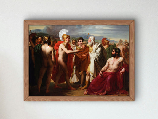 Achilles Presenting the Prize of Wisdom to Nestor During the Funeral Games by Charles Philippe Larivière 1820, Wall Art Print