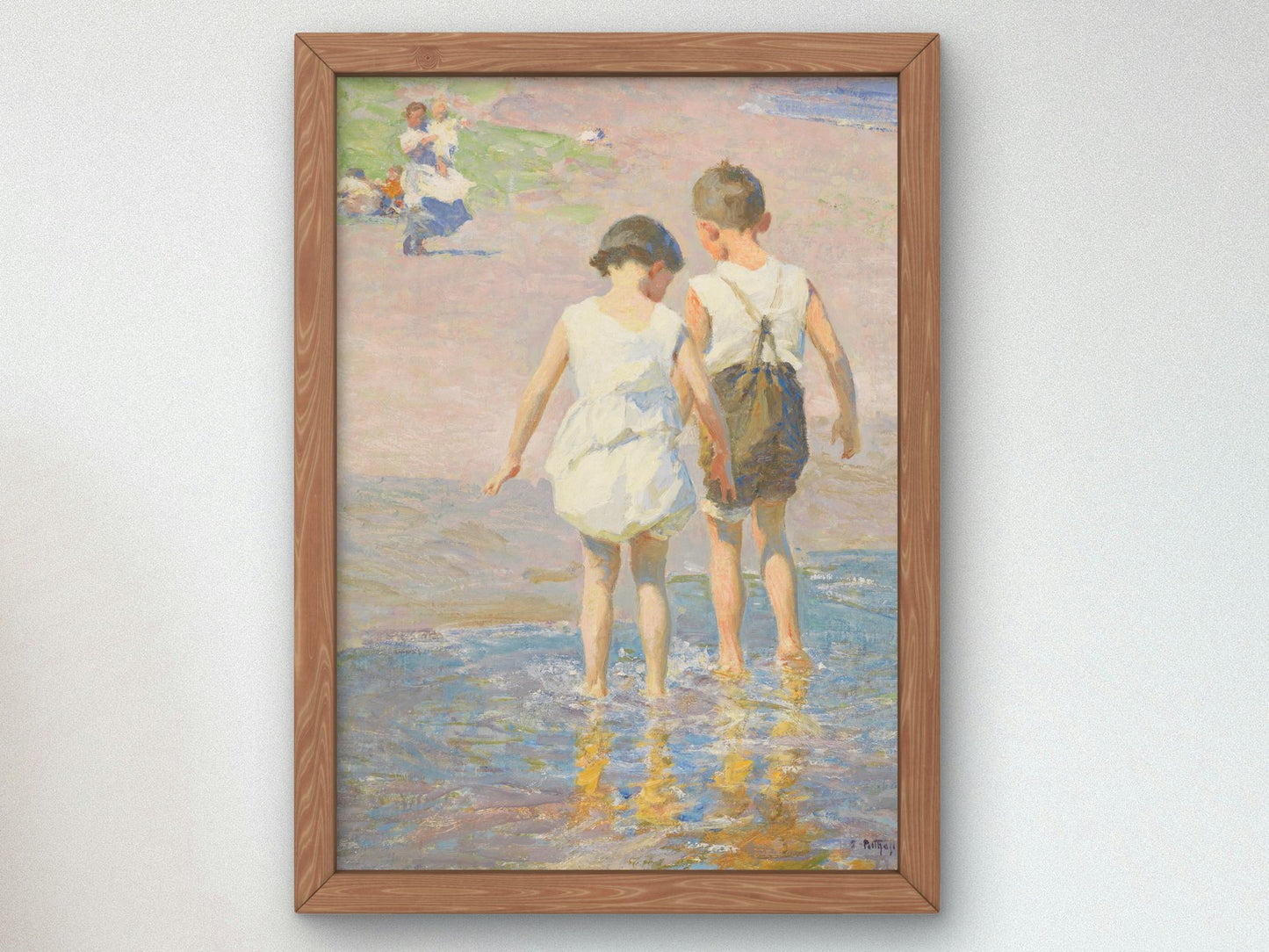 Brother and Sister by Edward Henry Potthast 1915, Wall Art Print, Fine Art Reproduction, Museum Quality Decor, Poster