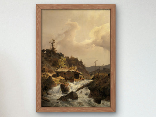 Norwegian Landscape with Sawmill by Andreas Achenbach 1839, Wall Art Print, Fine Art Reproduction, Museum Quality Decor, Poster