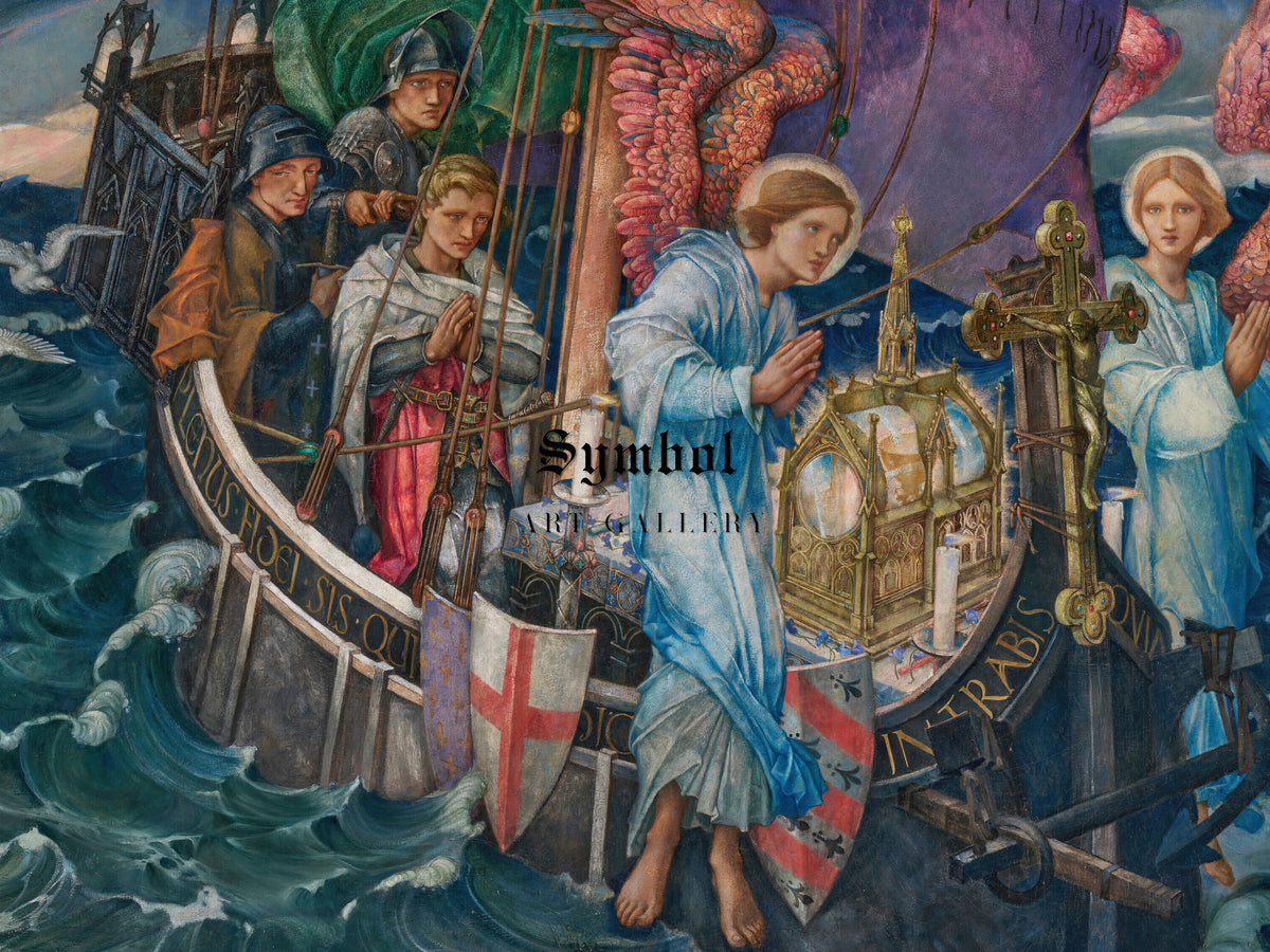The Passage of the Holy Grail to Sarras by Edward Reginald Frampton 1907, Wall Art Print, Fine Art Reproduction, Museum Quality Decor