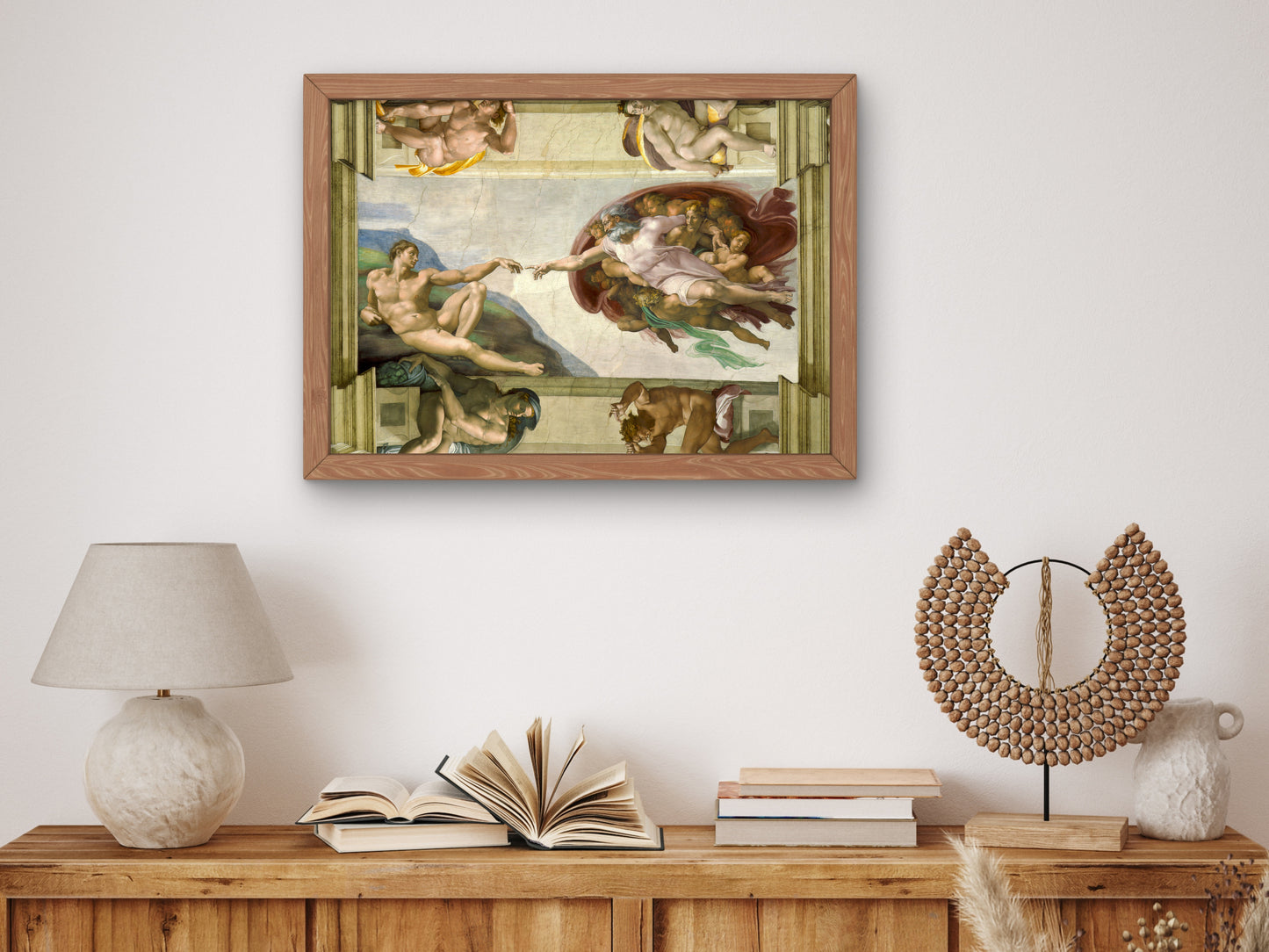 Creation of Adam by Michelangelo 1508, Wall Art Print, Fine Art Reproduction, Museum Quality Decor, Poster