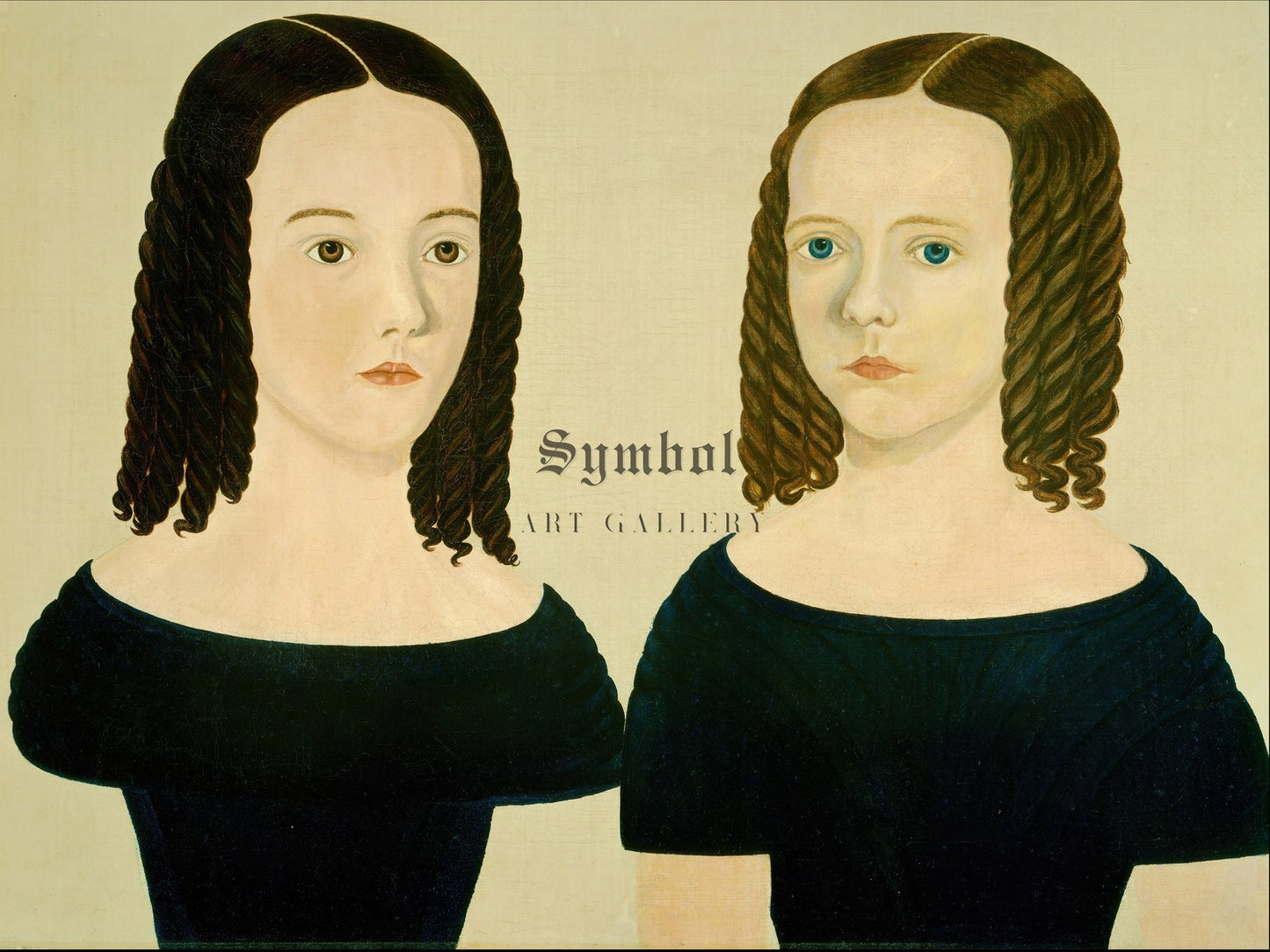 Sisters by American Artist 1840, Wall Art Print, Fine Art Reproduction, Museum Quality Decor, Poster
