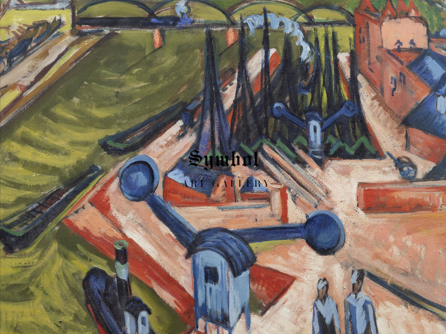 Western Harbour in Frankfurt am Main by Ernst Ludwig Kirchner 1916, Wall Art Print, Fine Art Reproduction, Museum Quality Decor, Poster