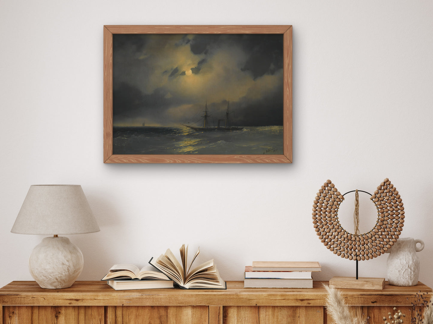 Shipping in Moonlight by Ivan Konstantinovich Aivazovsky 1853, Wall Art Print, Fine Art Reproduction, Museum Quality Decor, Poster