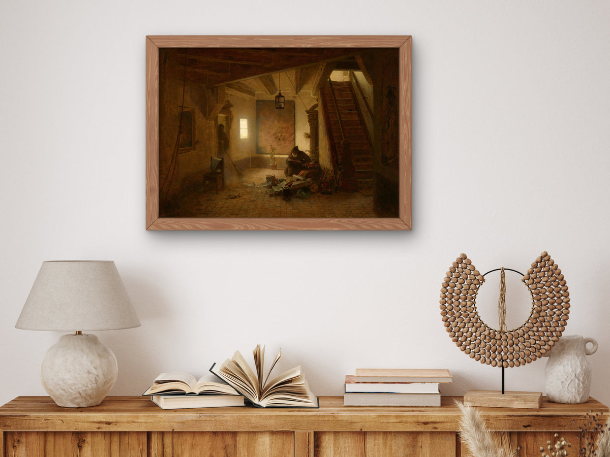 The Bookworm by Andreas Achenbach 1840, Wall Art Print, Fine Art Reproduction, Museum Quality Decor, Poster