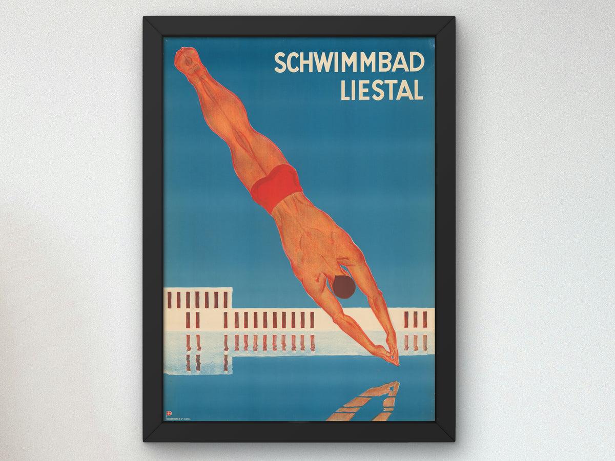 Liestal Swimming Pool by Otto Plattner 1934, Wall Art Print, Fine Art Reproduction, Museum Quality Decor, Poster
