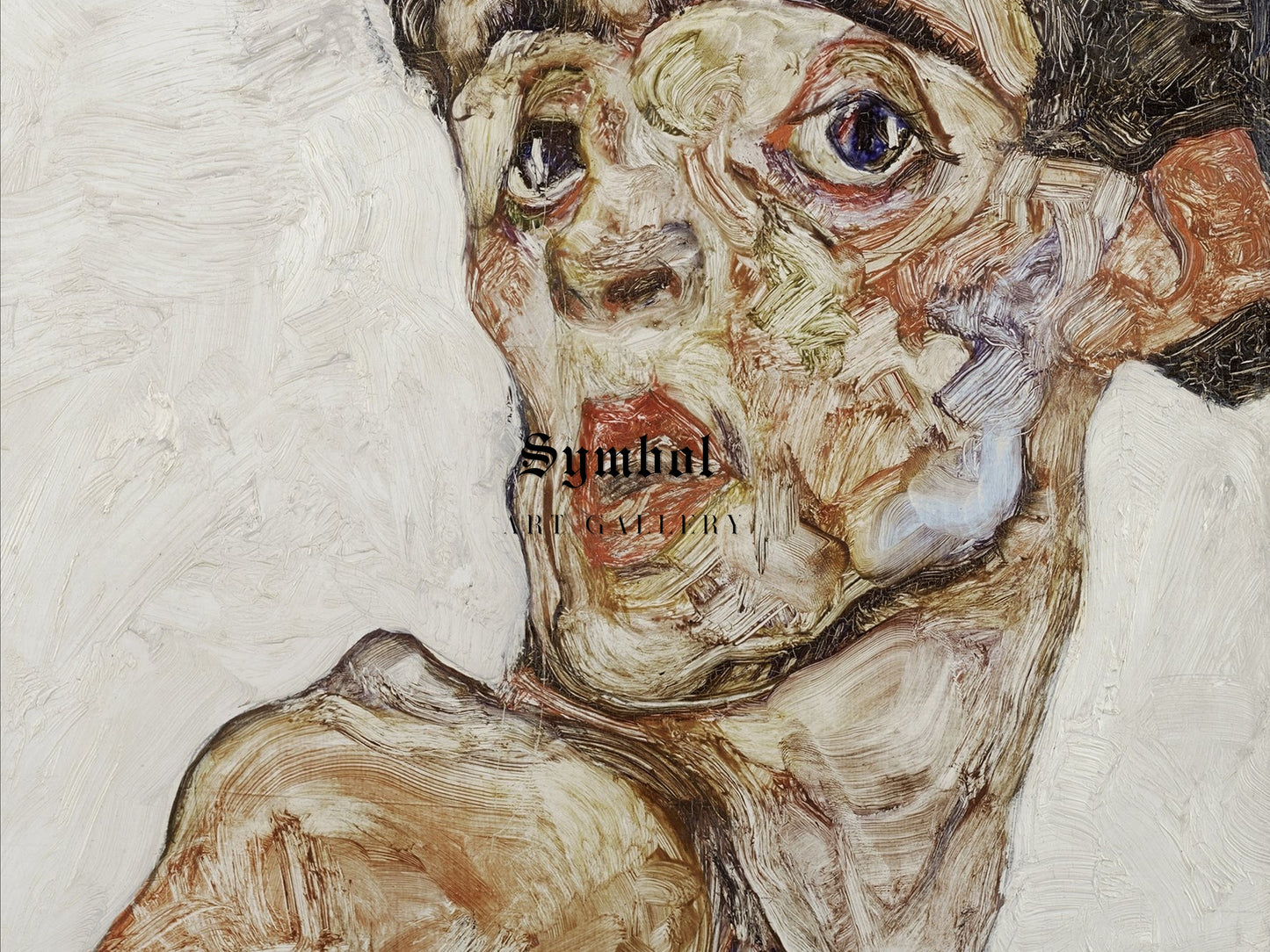 Self Portrait with Raised Bare Shoulder by Egon Schiele 1912, Wall Art Print, Fine Art Reproduction, Museum Quality Decor, Poster