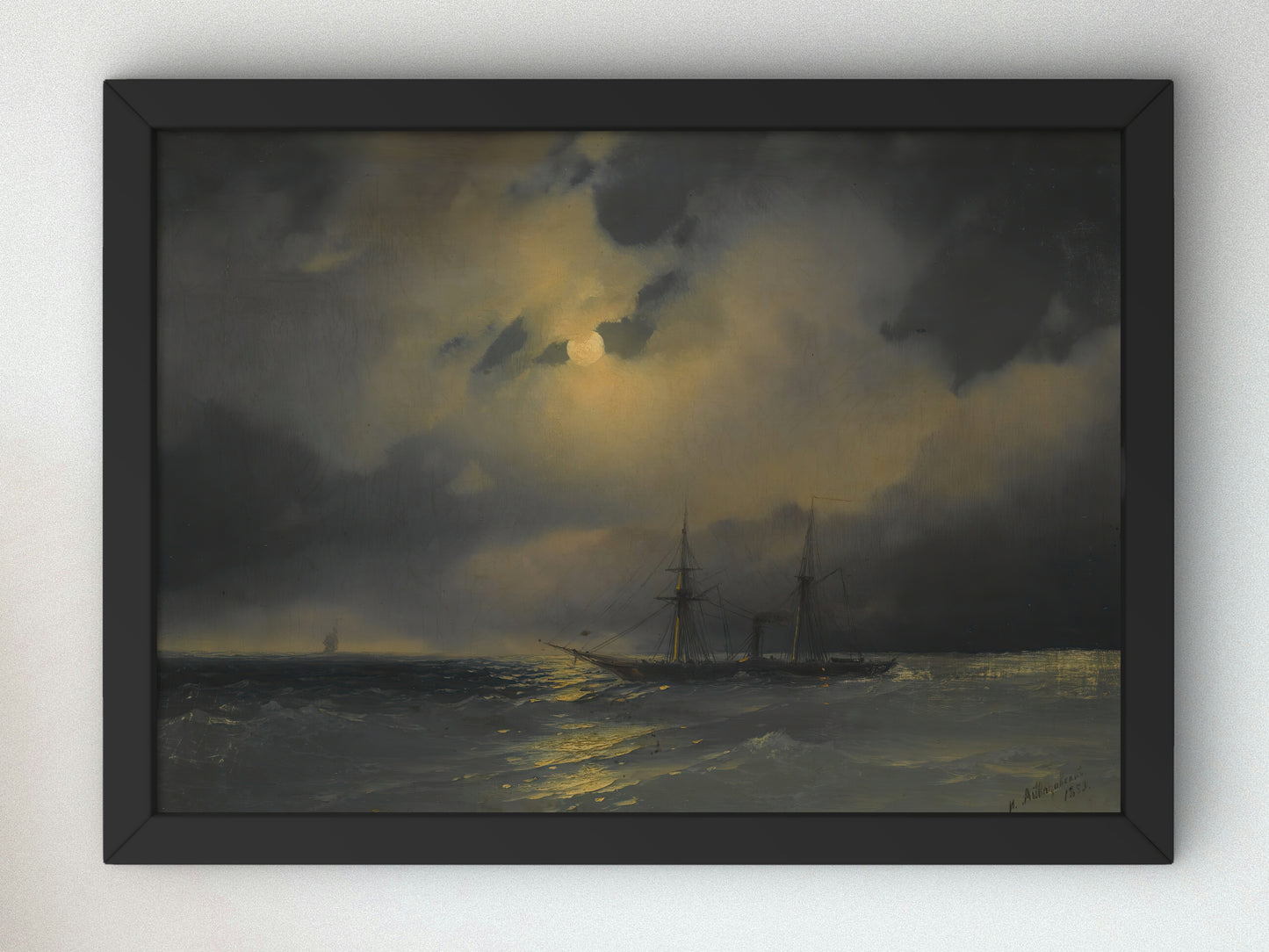 Shipping in Moonlight by Ivan Konstantinovich Aivazovsky 1853, Wall Art Print, Fine Art Reproduction, Museum Quality Decor, Poster