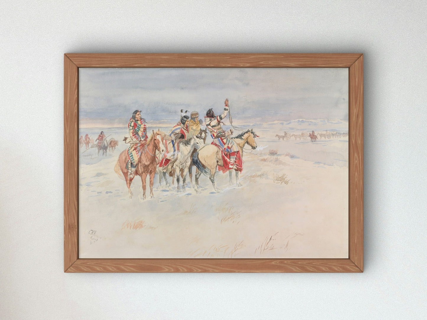 Crees Meeting Traders by Charles Marion Russell 1896, Wall Art Print, Fine Art Reproduction, Museum Quality Decor, Poster