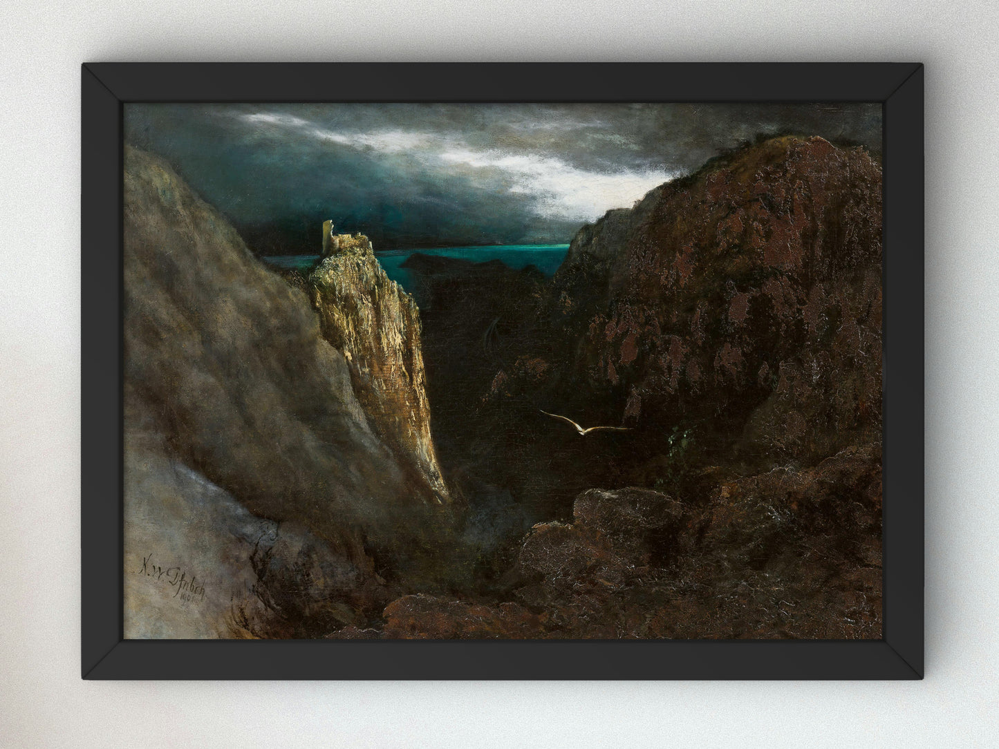 The Seagull in the Moonlight by Karl Wilhelm Diefenbach 1901, Wall Art Print, Fine Art Reproduction, Museum Quality Decor, Poster