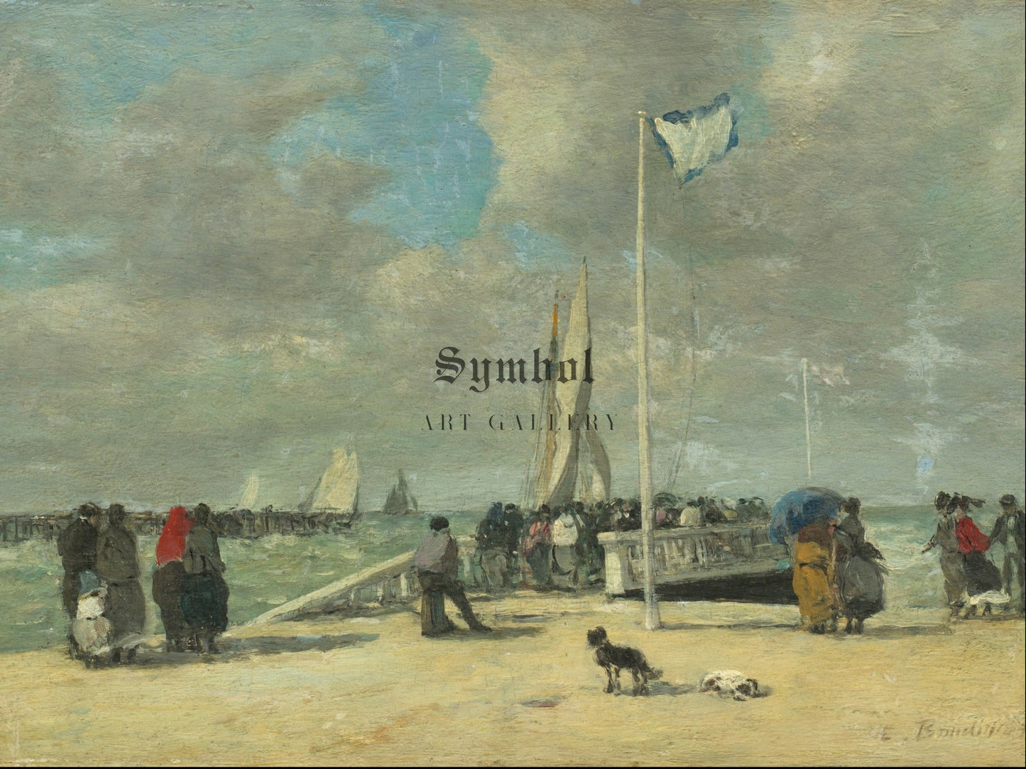 On the Jetty by Eugène Boudin 1869, Wall Art Print, Fine Art Reproduction, Museum Quality Decor, Poster