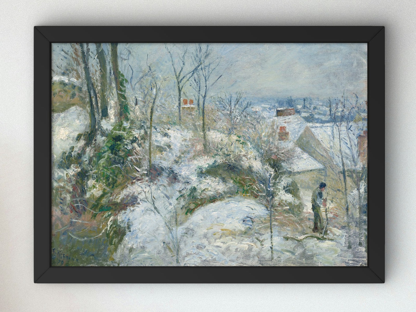 Rabbit Warren at Pontoise Snow by Camille Pissarro 1879, Wall Art Print, Fine Art Reproduction, Museum Quality Decor, Poster