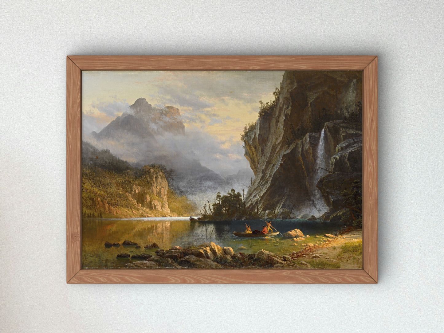 Indians Spear Fishing by Albert Bierstadt 1862, Wall Art Print, Fine Art Reproduction, Museum Quality Decor, Poster