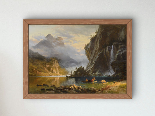 Indians Spear Fishing by Albert Bierstadt 1862, Wall Art Print, Fine Art Reproduction, Museum Quality Decor, Poster
