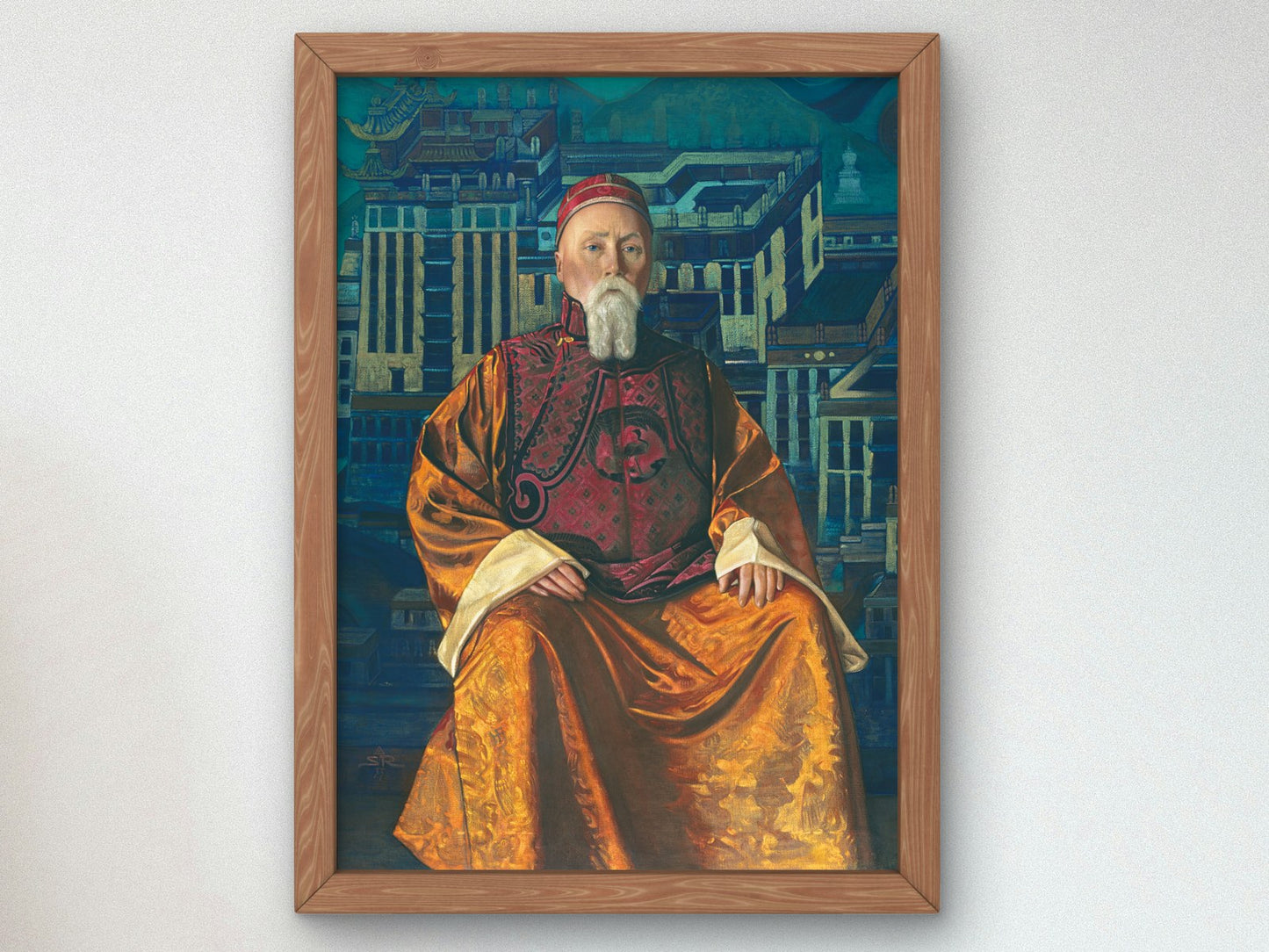 Portrait of N.K. Roerich in a Tibetan Robe by Svetoslav Roerich 1933, Wall Art Print, Fine Art Reproduction, Museum Quality Decor, Poster