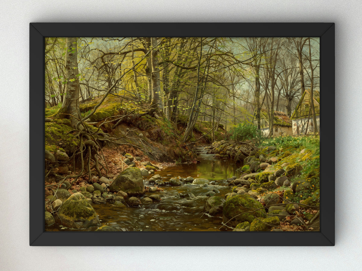 A Forest Stream by Peder Mørk Mønsted 1905, Wall Art Print, Fine Art Reproduction, Museum Quality Decor, Poster
