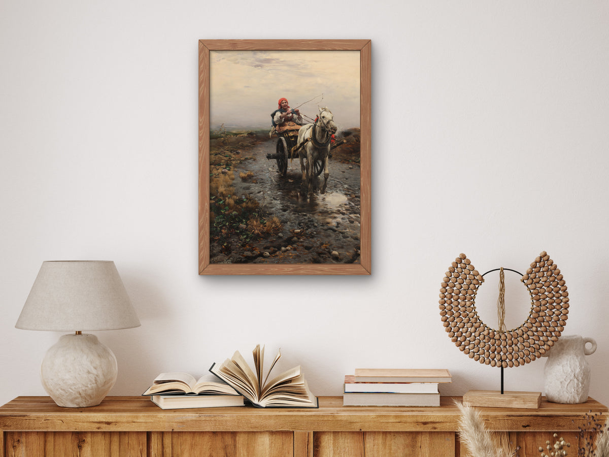 Peasant Riding a Cart by Alfred von Wierusz Kowalski, Wall Art Print, Fine Art Reproduction, Museum Quality Decor, Poster