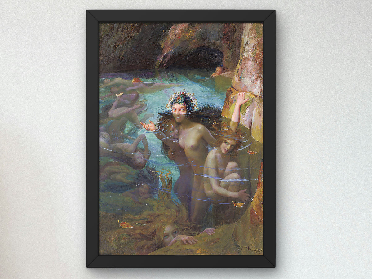 Sea Nymphs at a Grotto by Gaston Bussière 1924, Wall Art Print, Fine Art Reproduction, Museum Quality Decor, Poster