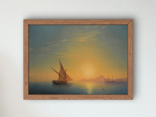 Sunset Over Ischia by Ivan Konstantinovich Aivazovsky 1857, Wall Art Print, Fine Art Reproduction, Museum Quality Decor, Poster