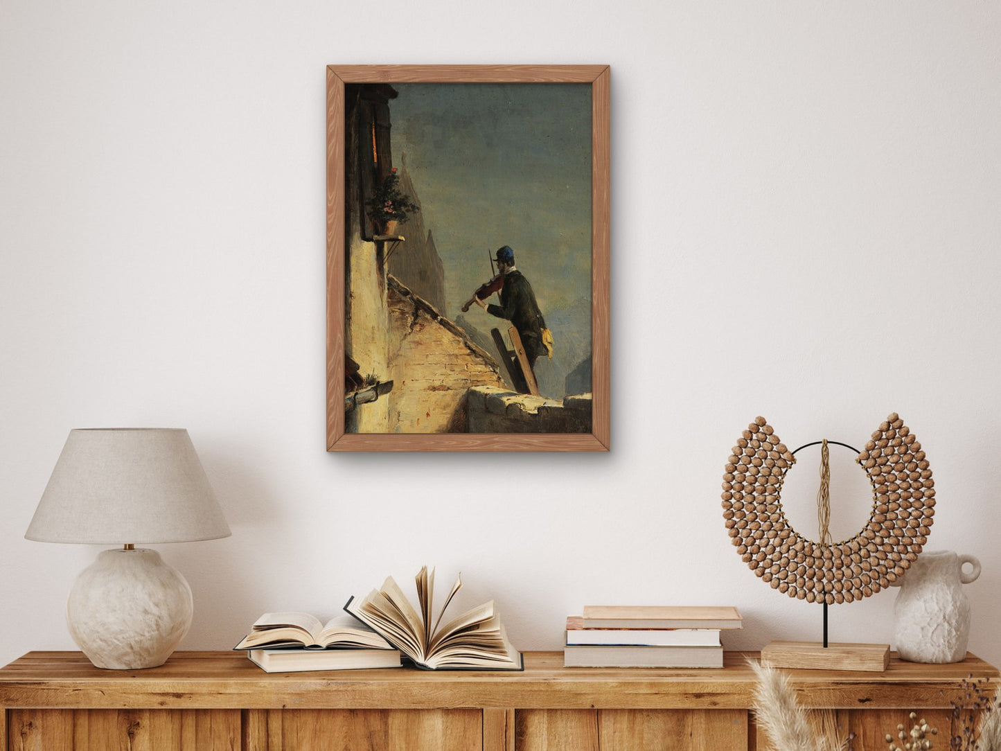 Serenade Midnight Violin on the Ladder by Carl Spitzweg 1850, Wall Art Print, Fine Art Reproduction, Museum Quality Decor, Poster