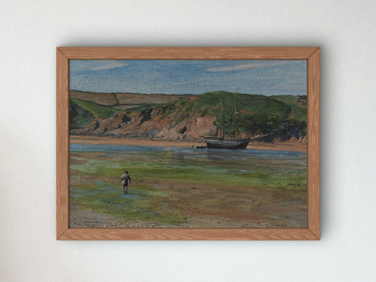 Devon River at Low Tide by Edward Thompson Davis 1859, Wall Art Print, Fine Art Reproduction, Museum Quality Decor, Poster