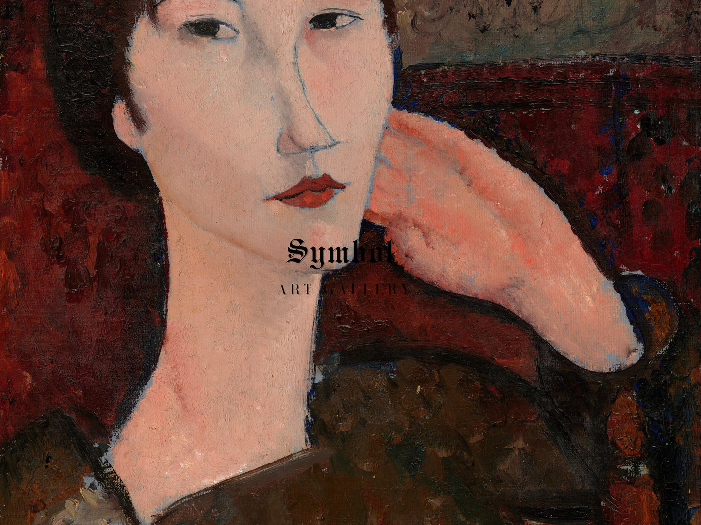 Adrienne, Woman with Bangs by Amedeo Modigliani 1917, Wall Art Print, Fine Art Reproduction, Museum Quality Decor, Poster