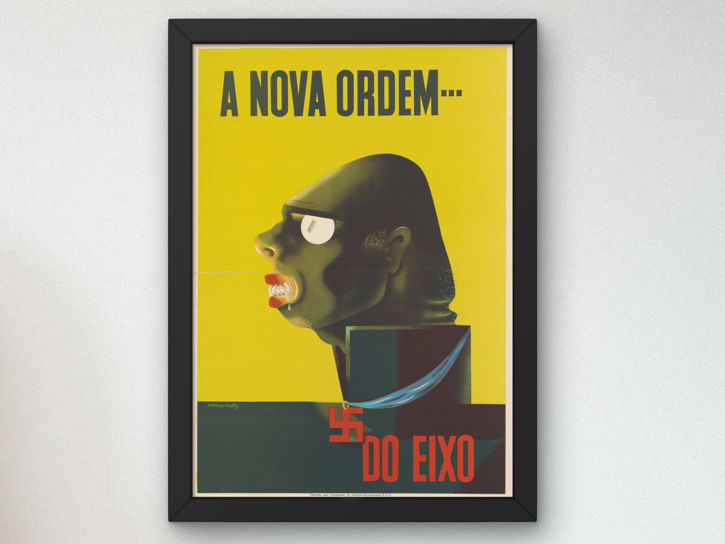 A Nova Ordem Do Eixo by Edward McKnight Kauffer 1940, Wall Art Print, Fine Art Reproduction, Museum Quality Decor, Poster