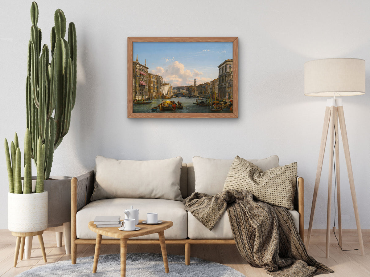 A View of the Grand Canal Looking Towards the Rialto Bridge Venice by Friedrich von Nerly, Wall Art Print, Fine Art Reproduction